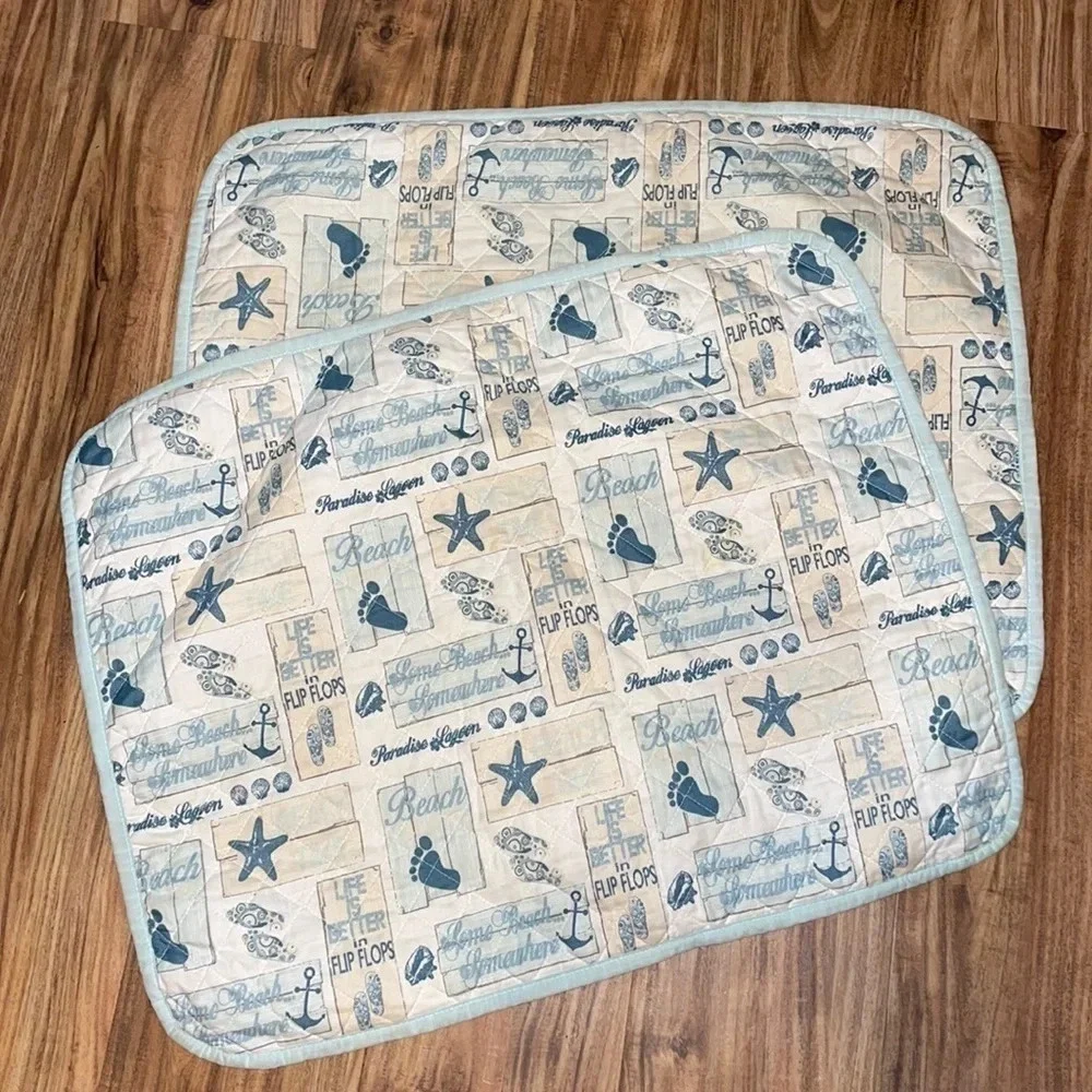 pillow sham Quilt bedding beach starfish anchor flip flop pattern blue white